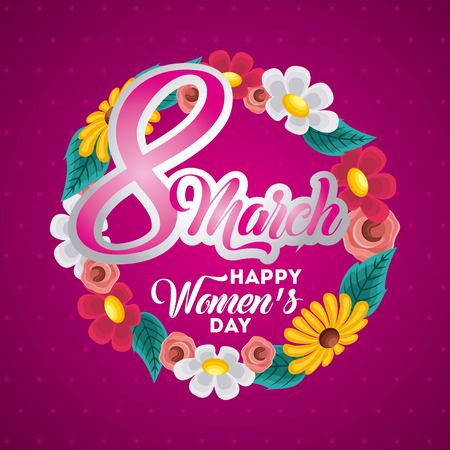 poster international happy womens day 8 march floral greeting card vector illustrationのイラスト素材