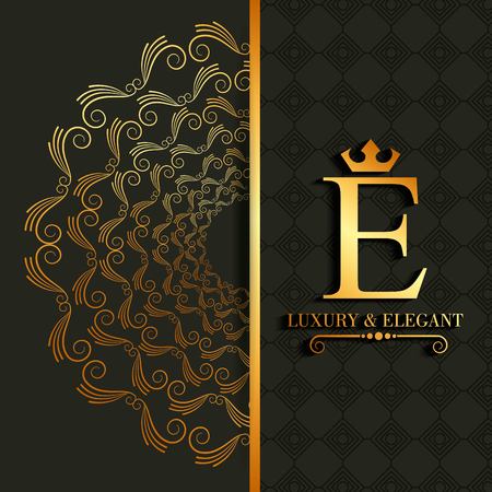 Luxury and elegant E letter scroll royal image vector illustrationのイラスト素材