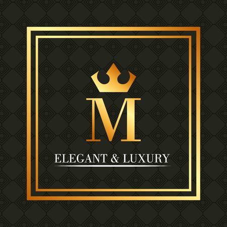 Elegant and luxury monogram of crown and letter M vector illustration.のイラスト素材