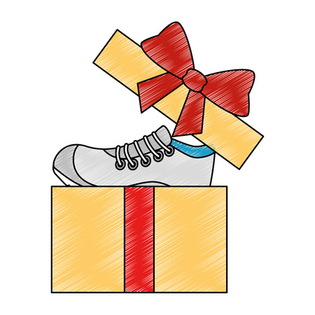 giftbox with sport shoe tennis vector illustration designのイラスト素材