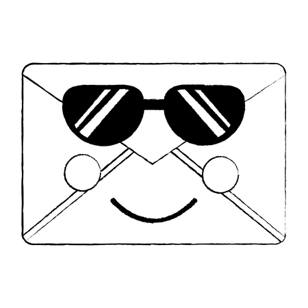 Message envelope with sunglasses icon image. Vector illustration design.のイラスト素材