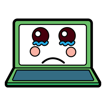 Sad laptop kawaii icon image vector illustration designのイラスト素材