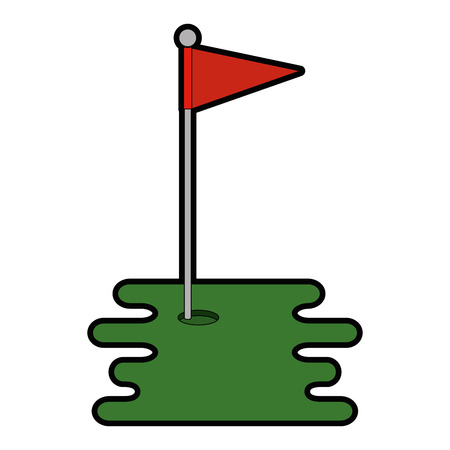 golf hole with flag vector illustration designのイラスト素材