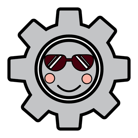 gear machinery piece cute  cartoon vector illustrationのイラスト素材