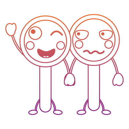 magnifying glass kawaii icon image vector illustration design  red to purple ombre lineのイラスト素材