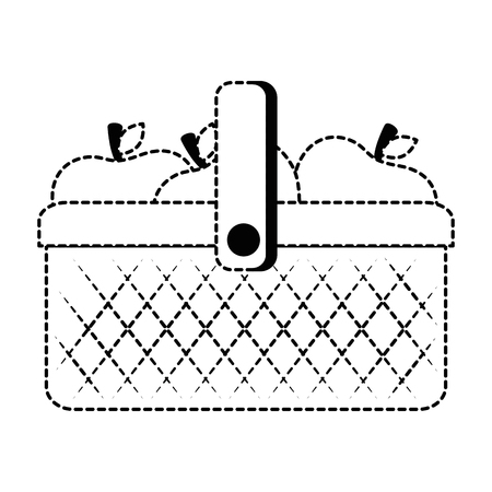 plastic basket picnic with apples vector illustration designのイラスト素材