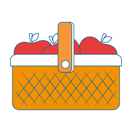plastic basket picnic with apples vector illustration designのイラスト素材