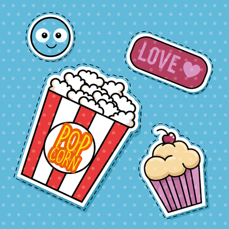 A sweet stickers pop art vector illustration designのイラスト素材