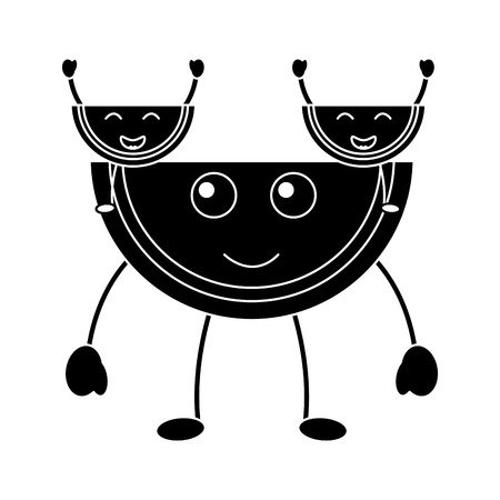 Watermelons happy fruit icon image. Vector illustration design black and white.のイラスト素材