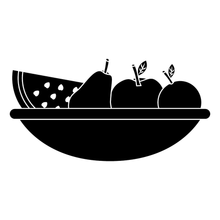 fruit bowl icon image vector illustration design  black and whiteのイラスト素材