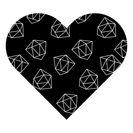 Geometric figure on a black heart-shaped background. Vector illustration.のイラスト素材