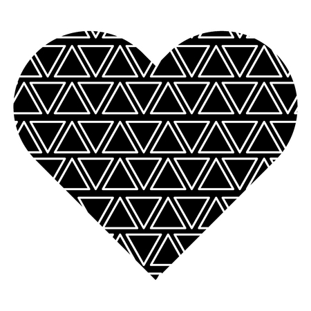 Label shape heart with different geometric figures. Vector illustration black background image.のイラスト素材