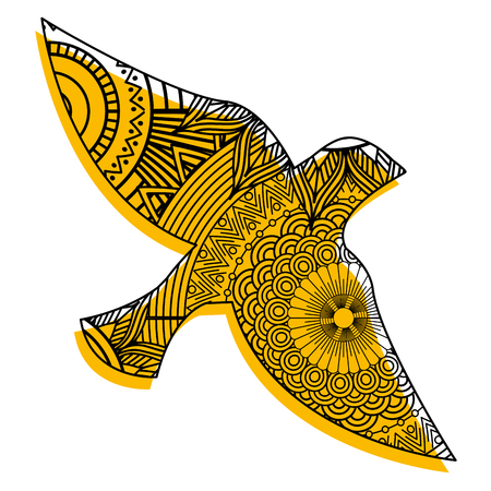 hand drawn for adult coloring pages with birdのイラスト素材