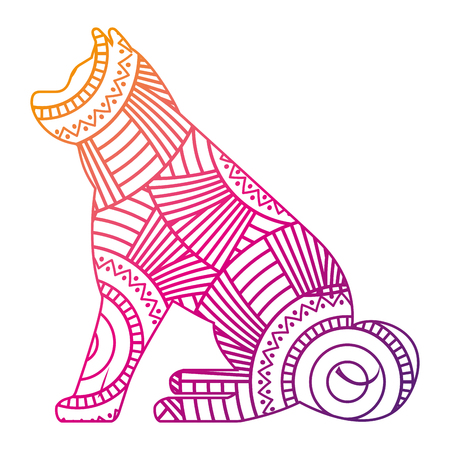 hand drawn for adult coloring pages with dog sitting  vector illustration color line gradient designのイラスト素材