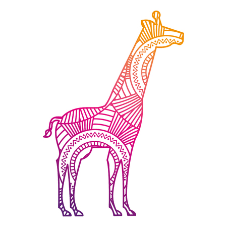 hand drawn for adult coloring pages with giraffe vector illustration color line gradient designのイラスト素材