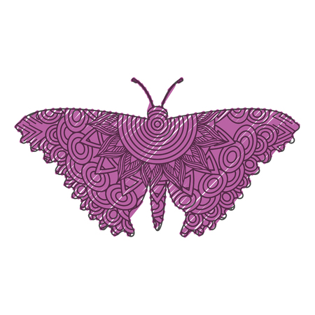 hand drawn for adult coloring pages with moth bug vector illustrationのイラスト素材
