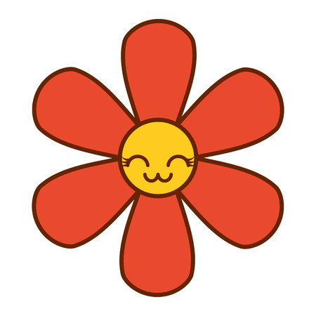 orange flower kawaii cartoon botanical icon vector illustrationのイラスト素材