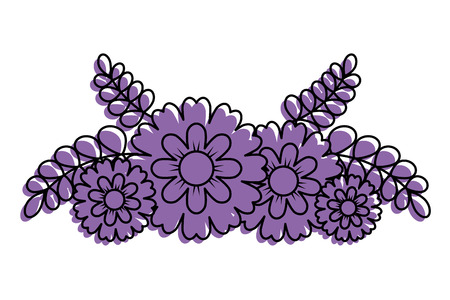 flower and leaves branch natural vector illustrationのイラスト素材