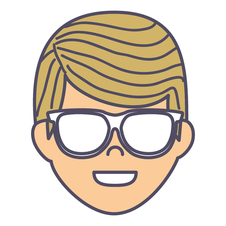 young man head avatar character vector illustration designのイラスト素材