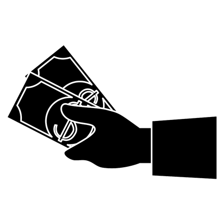hand human with bills dollars isolated icon vector illustration designのイラスト素材