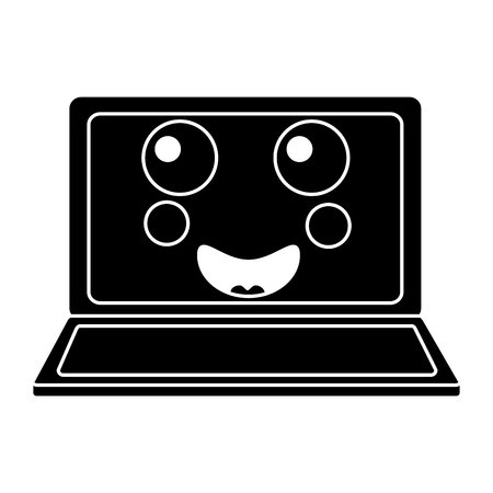 laptop computer character screen vector illustration pictogram desingのイラスト素材