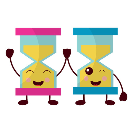 Kawaii pair hour glass business cartoon vector illustrationのイラスト素材