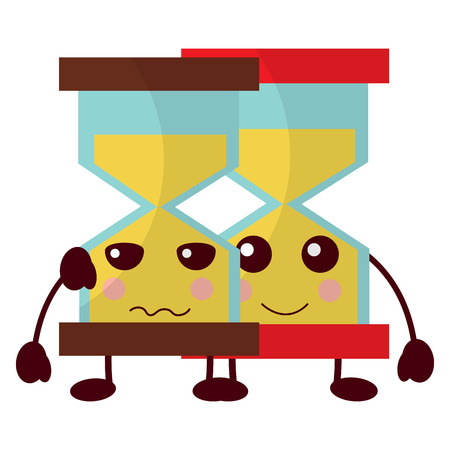 Kawaii pair hour glass business cartoon vector illustrationのイラスト素材
