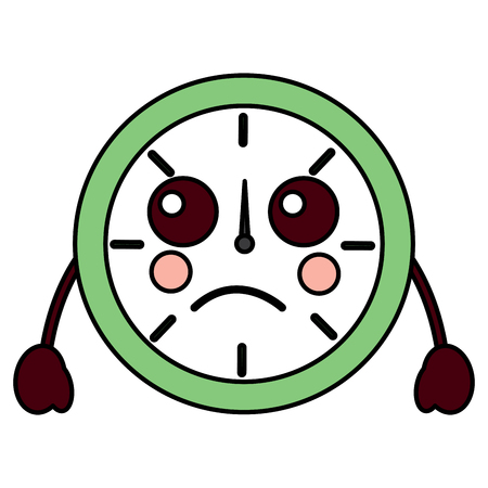 round clock time cartoon character vector illustration outline designのイラスト素材