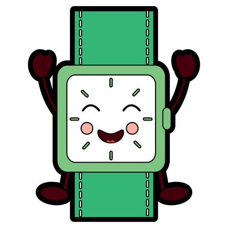 kawaii wrist watch bracelet square cartoon vector illustrationのイラスト素材