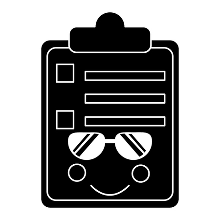 clipboard with sunglasses  icon image vector illustration design black and whiteのイラスト素材