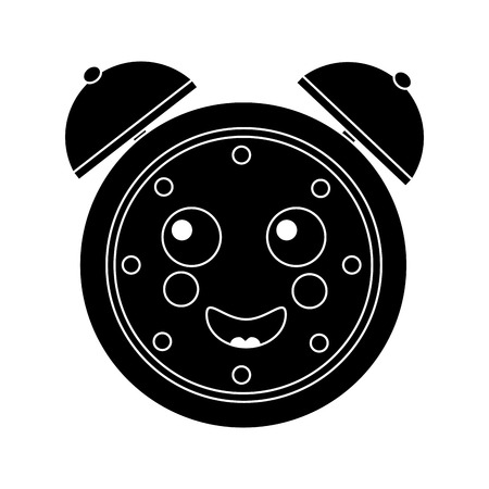 cartoon clock alarm character vector illustration black and white imageのイラスト素材
