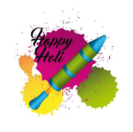 happy holi indian festival pichkari splash color vector illustrationのイラスト素材