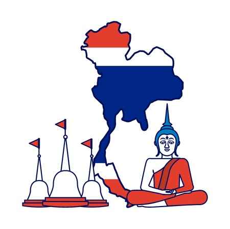 Thailand concept buddha temple flag map vector illustrationのイラスト素材