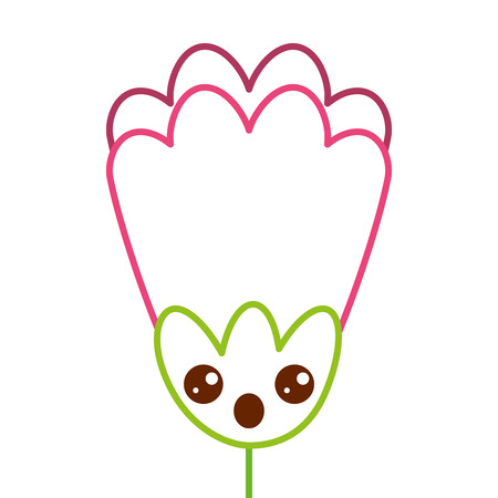 Pink flower kawaii cartoon decoration vector illustration color line design.のイラスト素材