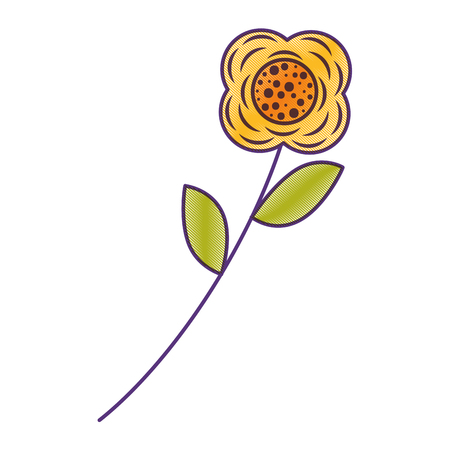 flower stem leaves nature petals decoration vector illustration drawing designのイラスト素材