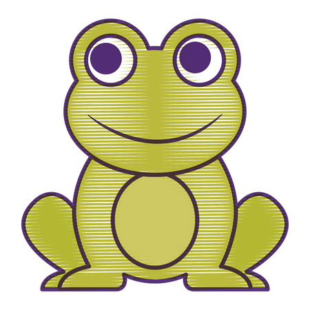 frog cute animal sitting cartoon vector illustration drawing designのイラスト素材