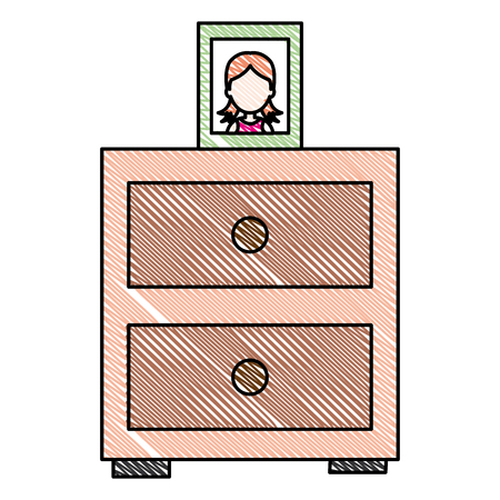 bedroom drawer with portrait vector illustration designのイラスト素材