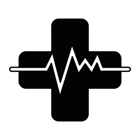 cross with pulse cardiac vector illustration designのイラスト素材