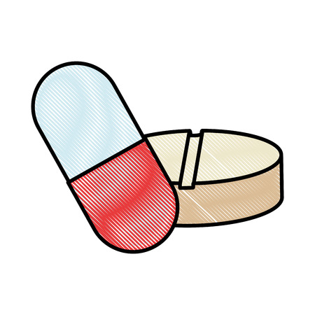 capsules and pills medicine isolated icon vector illustration designのイラスト素材
