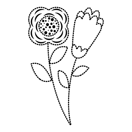 two flowers decorative spring image vector illustrationのイラスト素材