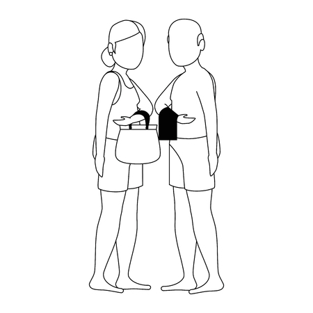 grandparents in beach outfit vector illustration designのイラスト素材