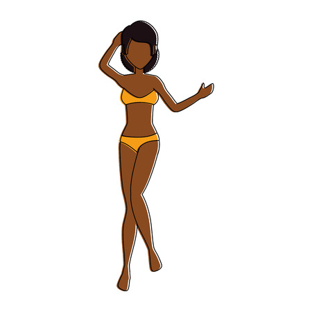 young woman in swimsuit vector illustration designのイラスト素材