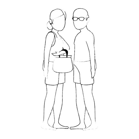 grandparents in beach outfit vector illustration designのイラスト素材