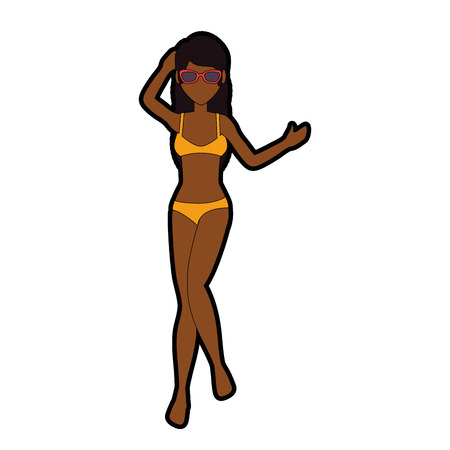Young woman in swimsuit vector illustration designのイラスト素材