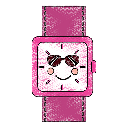 Cute cartoon clock alarm character. Vector illustration drawing design.のイラスト素材