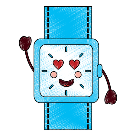 cartoon clock alarm character vector illustration drawing designのイラスト素材