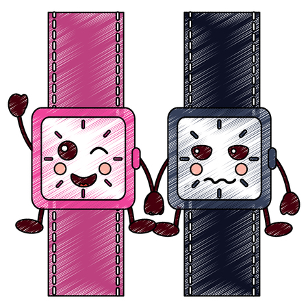 cartoon clock alarm character vector illustration drawing designのイラスト素材