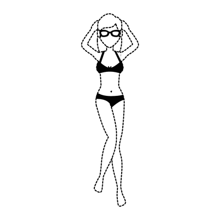 young woman in swimsuit vector illustration designのイラスト素材