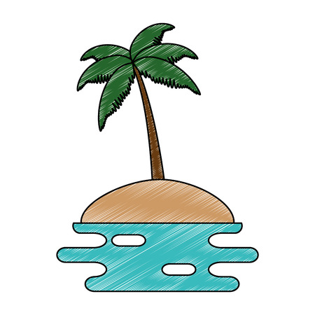 beach with palms scene vector illustration designのイラスト素材