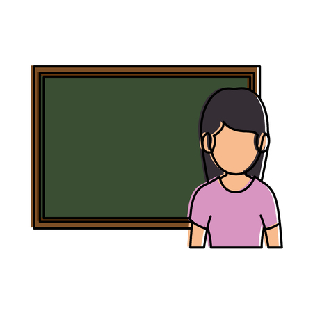 teacher woman with chalkboard avatar vector illustration designのイラスト素材